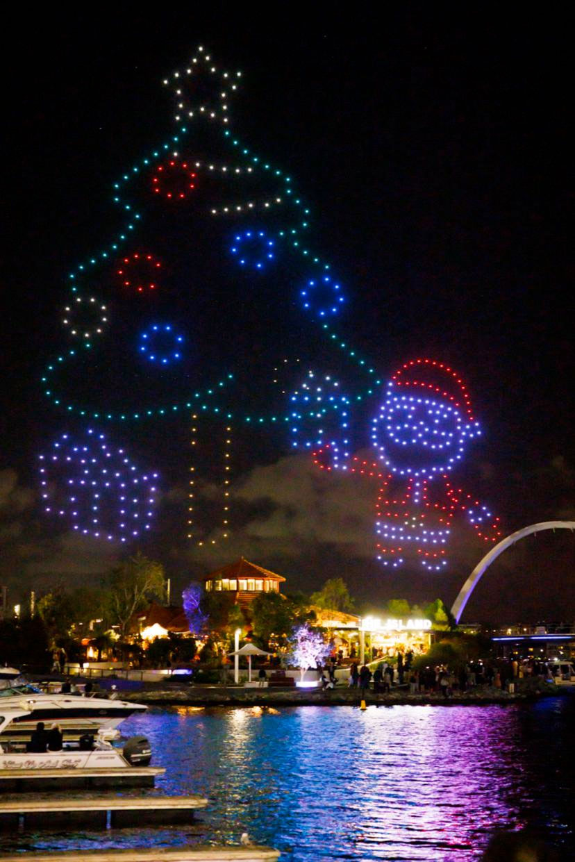 City of Light Perth in Christmas spirit during Christmas drone show